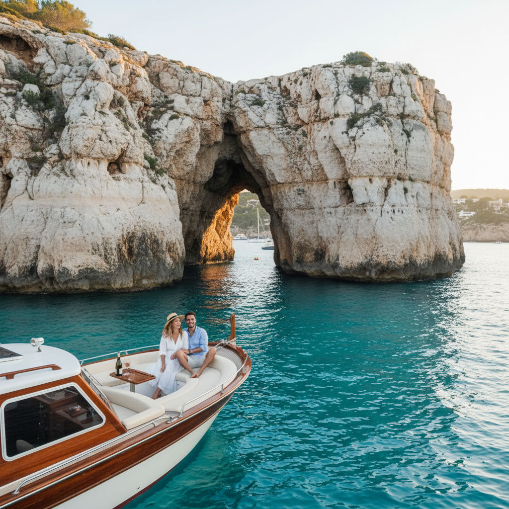Private boat along the coves